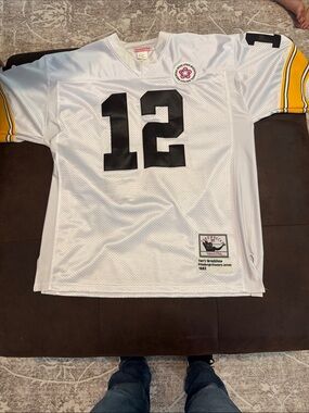 Mitchell & Ness White/Black/Gold #12 Steelers Throwback Jersey